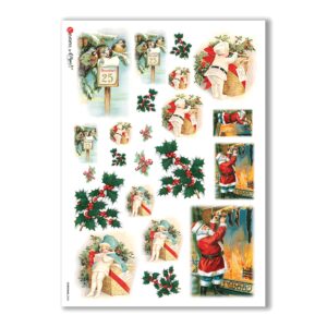 CHRISTMAS-0245. Papel de Arroz Navidad victoriano para decoupage.