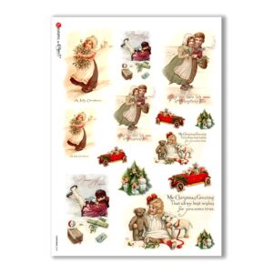 CHRISTMAS-0249. Papel de Arroz Navidad victoriano para decoupage.