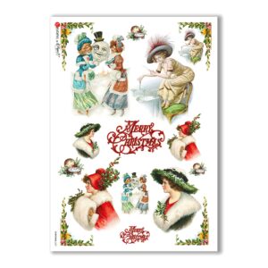 CHRISTMAS-0251. Papel de Arroz Navidad victoriano para decoupage.