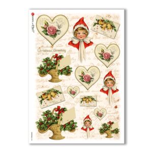CHRISTMAS-0252. Papel de Arroz Navidad victoriano para decoupage.