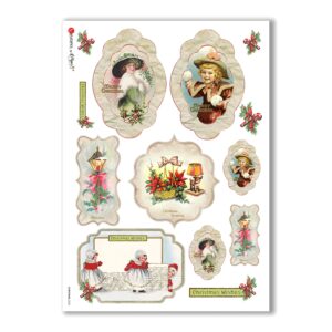 CHRISTMAS-0253. Papel de Arroz Navidad victoriano para decoupage.