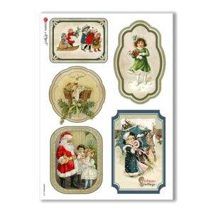 CHRISTMAS-0255. Papel de Arroz Navidad victoriano para decoupage.