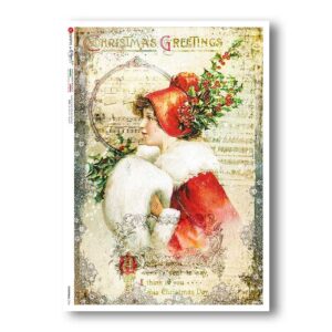 CHRISTMAS-0336. Papel de Arroz victoriano Navidad para decoupage.