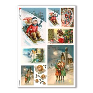 CHRISTMAS-0265. Papel de Arroz Navidad victoriano para decoupage.