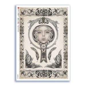 NOUVEAU-0026. Papel de Arroz art nouveau para decoupage.