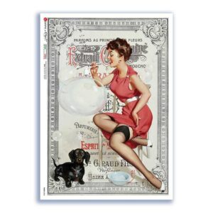 PINUP-0032. Papel de Arroz pin-up para decoupage.