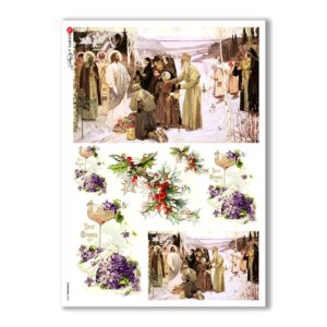 CHRISTMAS-0268. Papel de Arroz Navidad victoriano para decoupage.