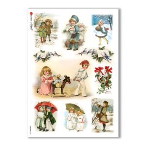 CHRISTMAS-0269. Papel de Arroz Navidad victoriano para decoupage.