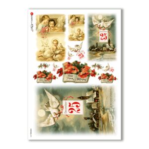 CHRISTMAS-0270. Papel de Arroz Navidad victoriano para decoupage.