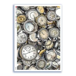 TIME-0028. Papel de Arroz relojes para decoupage.