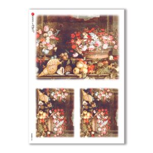 FLOWERS-0006. Papel de Arroz victoriano flores para decoupage.