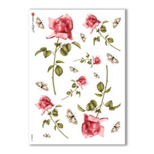 FLOWERS-0007. Papel de Arroz victoriano flores para decoupage.