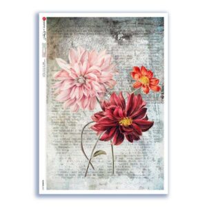 FLOWERS-0375. Papel de Arroz flores para decoupage.