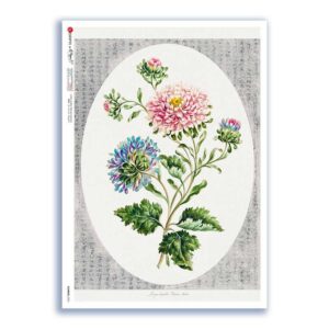 FLOWERS-0376. Papel de Arroz flores para decoupage.