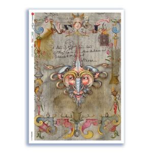 GROTTESCHE-0013. Papel de Arroz grotesca para decoupage.