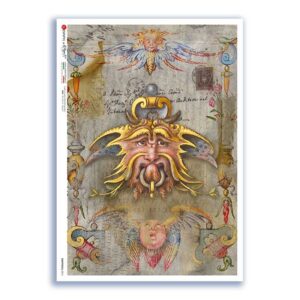 GROTTESCHE-0014. Papel de Arroz grotesca para decoupage.