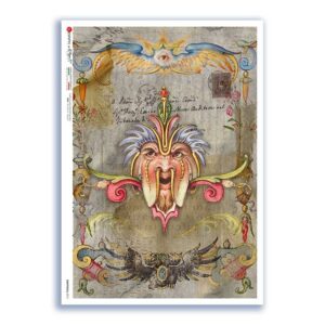 GROTTESCHE-0015. Papel de Arroz grotesca para decoupage.