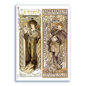 NOUVEAU-0033. Papel de Arroz art nouveau para decoupage.