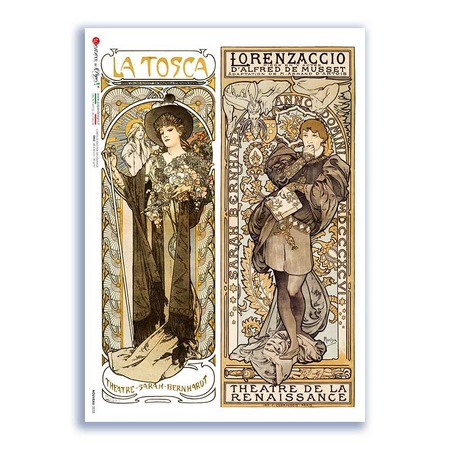 NOUVEAU-0033. Papel de Arroz art nouveau para decoupage.