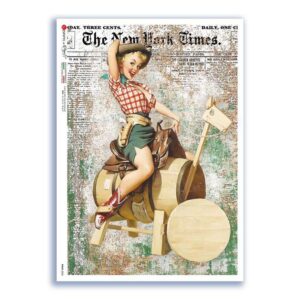 PINUP-0033. Papel de Arroz pin-up para decoupage.
