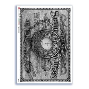 TIME-0033. Papel de Arroz relojes para decoupage.