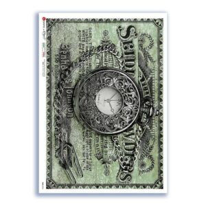 TIME-0034. Papel de Arroz relojes para decoupage.