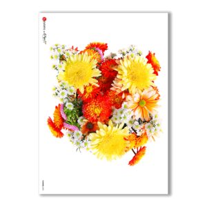 FLOWERS-0023. Papel de Arroz flores para decoupage.