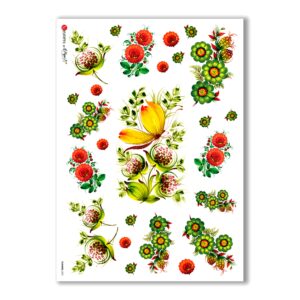 FLOWERS-0031. Papel de Arroz flores para decoupage.