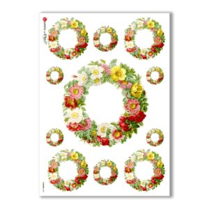 FLOWERS-0032. Papel de Arroz victoriano flores para decoupage.