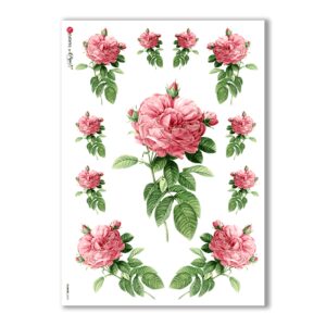 FLOWERS-0033. Papel de Arroz victoriano flores para decoupage.