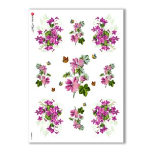 FLOWERS-0036. Papel de Arroz victoriano flores para decoupage.