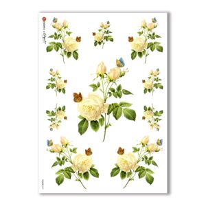 FLOWERS-0037. Papel de Arroz victoriano flores para decoupage.