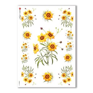 FLOWERS-0038. Papel de Arroz victoriano flores para decoupage.