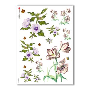 FLOWERS-0039. Papel de Arroz victoriano flores para decoupage.