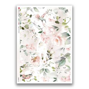FLOWERS-0388. Papel de Arroz flores para decoupage.
