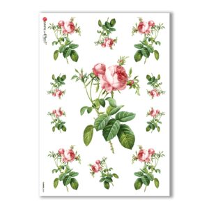 FLOWERS-0040. Papel de Arroz victoriano flores para decoupage.