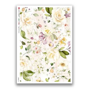 FLOWERS-0390. Papel de Arroz flores para decoupage.