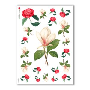 FLOWERS-0042. Papel de Arroz victoriano flores para decoupage.