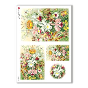 FLOWERS-0043. Papel de Arroz victoriano flores para decoupage.