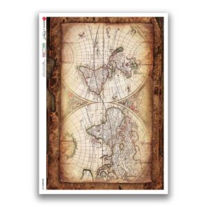 OLD-MAPS-0050. Papel de Arroz mapas antiguos para decoupage.
