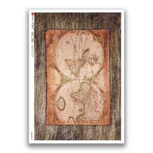 OLD-MAPS-0051. Papel de Arroz mapas antiguos para decoupage.