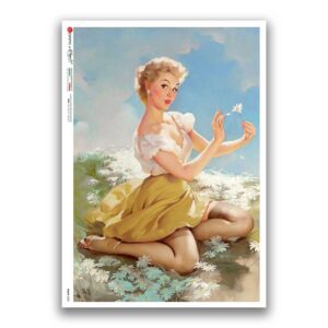 PINUP-0038. Papel de Arroz pin-up para decoupage.