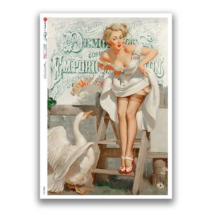 PINUP-0039. Papel de Arroz pin-up para decoupage.