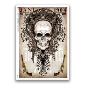 SKULL-0035. Papel de Arroz cráneos para decoupage.