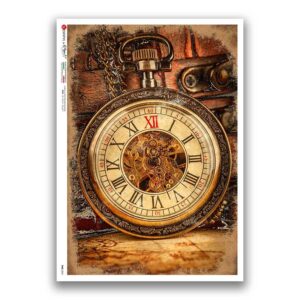 TIME-0041. Papel de Arroz relojes para decoupage.