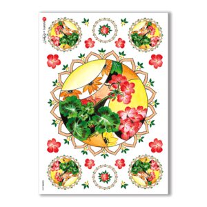 FLOWERS-0060. Papel de Arroz flores para decoupage.