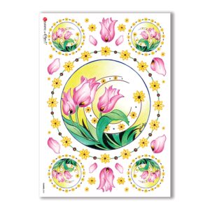 FLOWERS-0062. Papel de Arroz flores para decoupage.