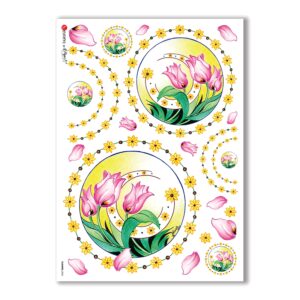 FLOWERS-0065. Papel de Arroz flores para decoupage.