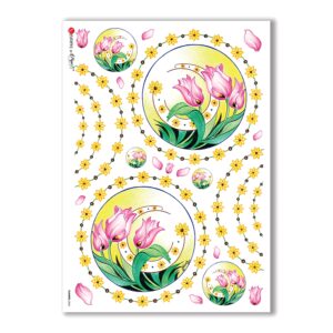 FLOWERS-0066. Papel de Arroz flores para decoupage.