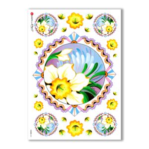FLOWERS-0069. Papel de Arroz flores para decoupage.
